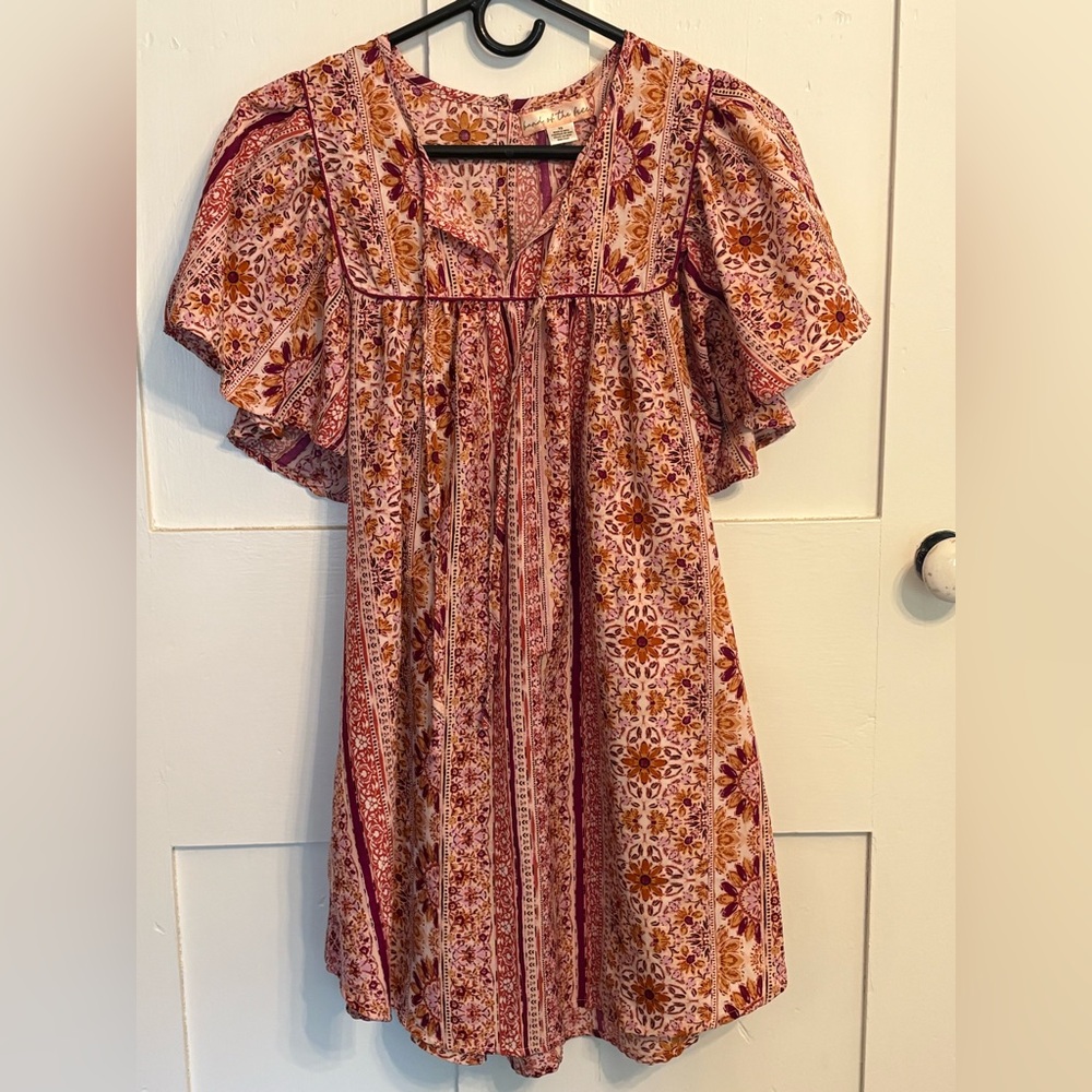 Floral Boho Dress with Short Sleeves